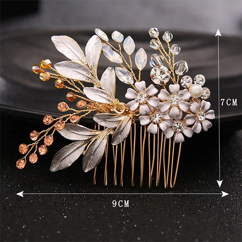 Many Style Gold Color Crystal Simulated Pearl Hair Comb for Wedding Hair Accessories Handmade Bride Hair Jewelry Headpiece Tiara