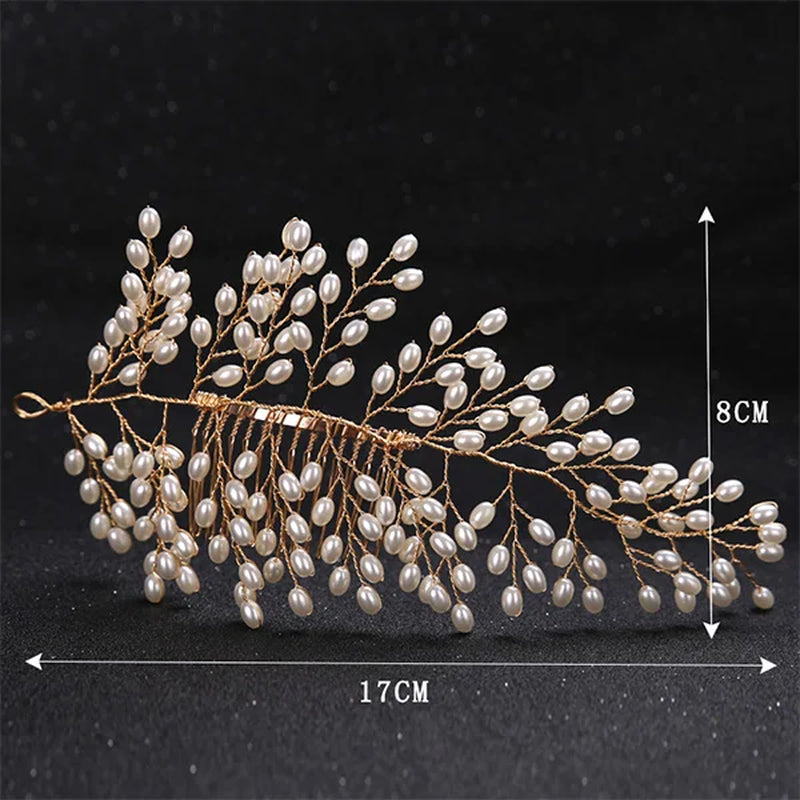 Many Style Gold Color Crystal Simulated Pearl Hair Comb for Wedding Hair Accessories Handmade Bride Hair Jewelry Headpiece Tiara