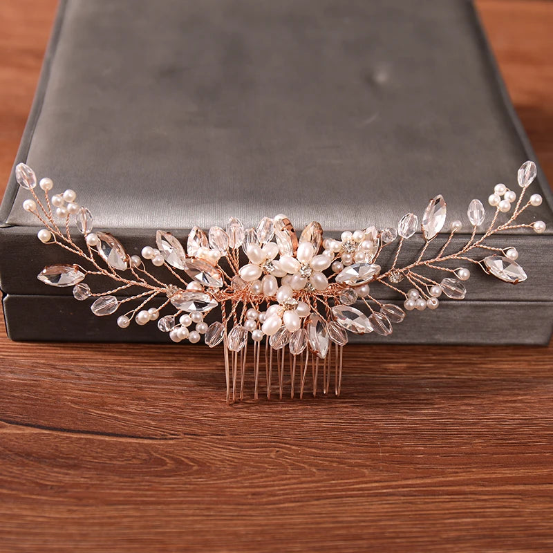 Wedding Hair Combs Bridal Hair Accessories for Women Hair Jewelry Silver Color Pearl Rhinestone Head Jewelry Women Accessories