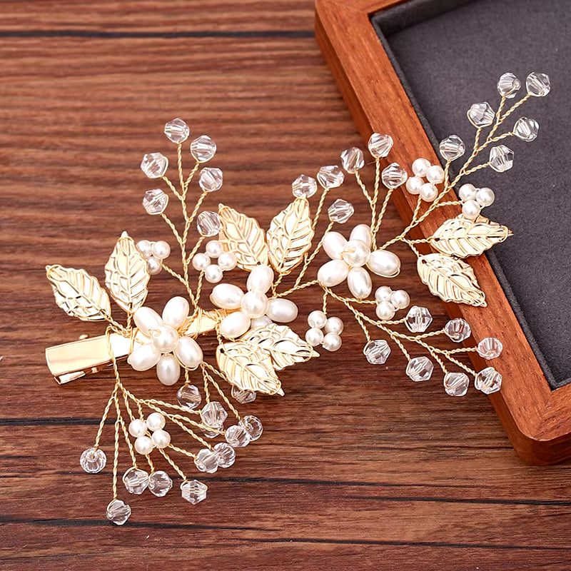 Women Hair Comb Jewelry Wedding Hair Accessories Rhinestone Pearl Bridal Hair Comb Ladies Hair Jewelry Light Gold Comb Headpiece