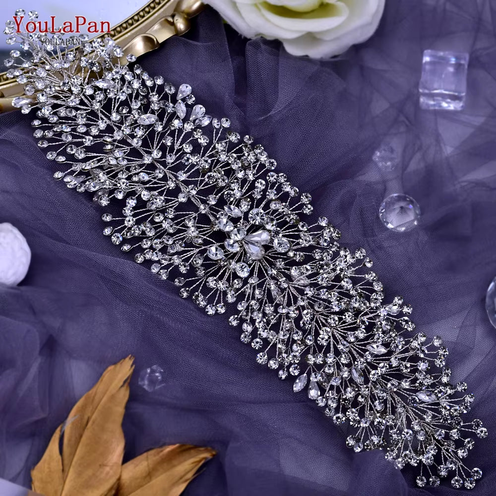 Handmade Crystal Rhinestones Silver Golden Wedding Headband Headpiece Jewelled Headband Wedding Hair Jewelry HP237