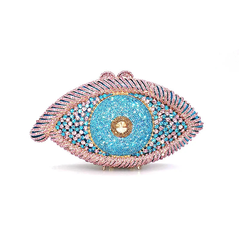 Fashion Elegant Women Evening Party Big Evil Eye Diamonds Luxury Clutches Pattern Crystal Purses Bridal Wedding Party Purses