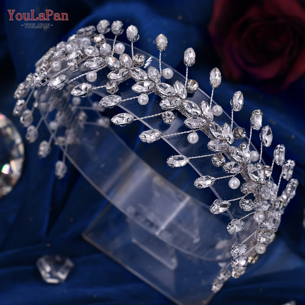 Pearl Hair Bands Women Hair Jewelry Rhinestone Headbands Women Tiara Wedding Headpieces for Bride Headband HP351