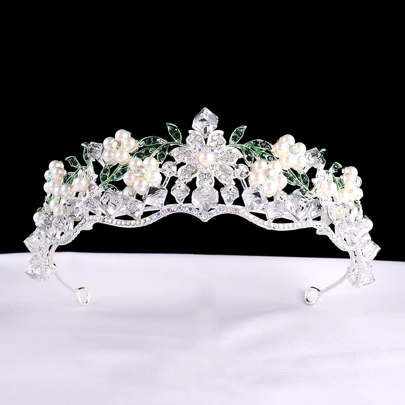 Luxury Baroque Purple Crystal Pearl Bridal Crown Tiara Magnificent Rhinestone Diadem for Bride Headband Wedding Hair Accessories