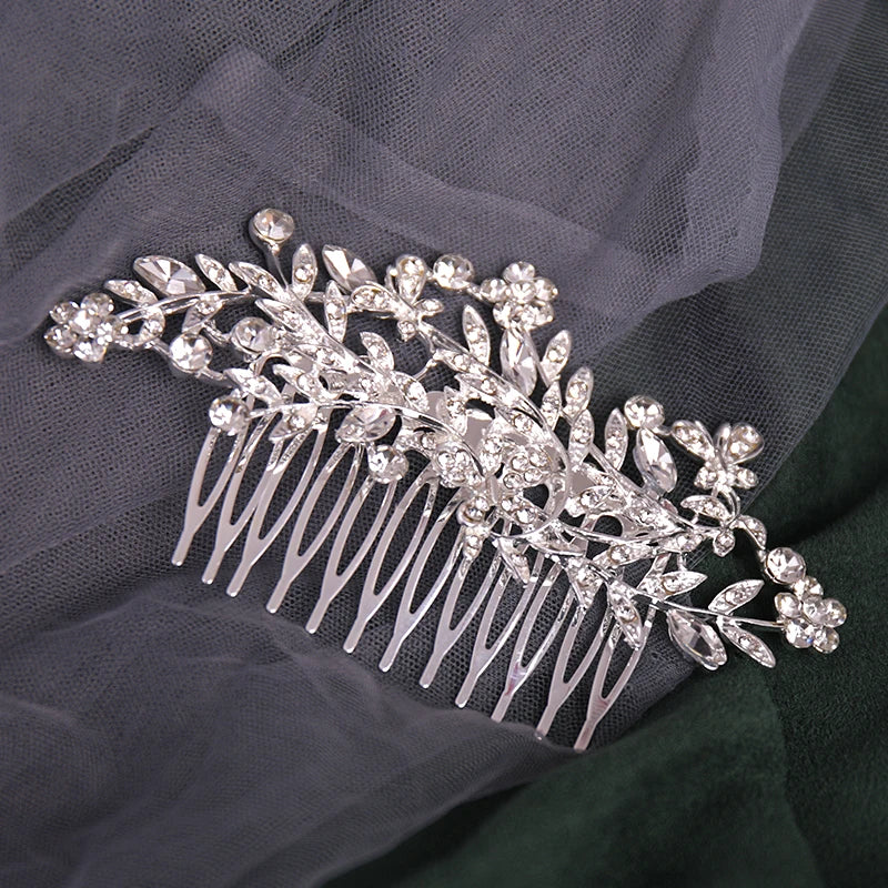 Silver Color Crystal Rhinestone Pearl Hair Comb Hair Clip for Women Bride Hair Jewelry Wedding Hair Accessories Party Hairpin