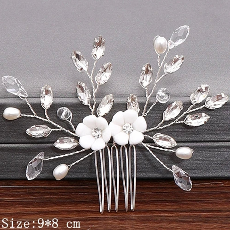 Wedding Hair Combs Bridal Hair Accessories for Women Hair Jewelry Silver Color Pearl Rhinestone Head Jewelry Women Accessories