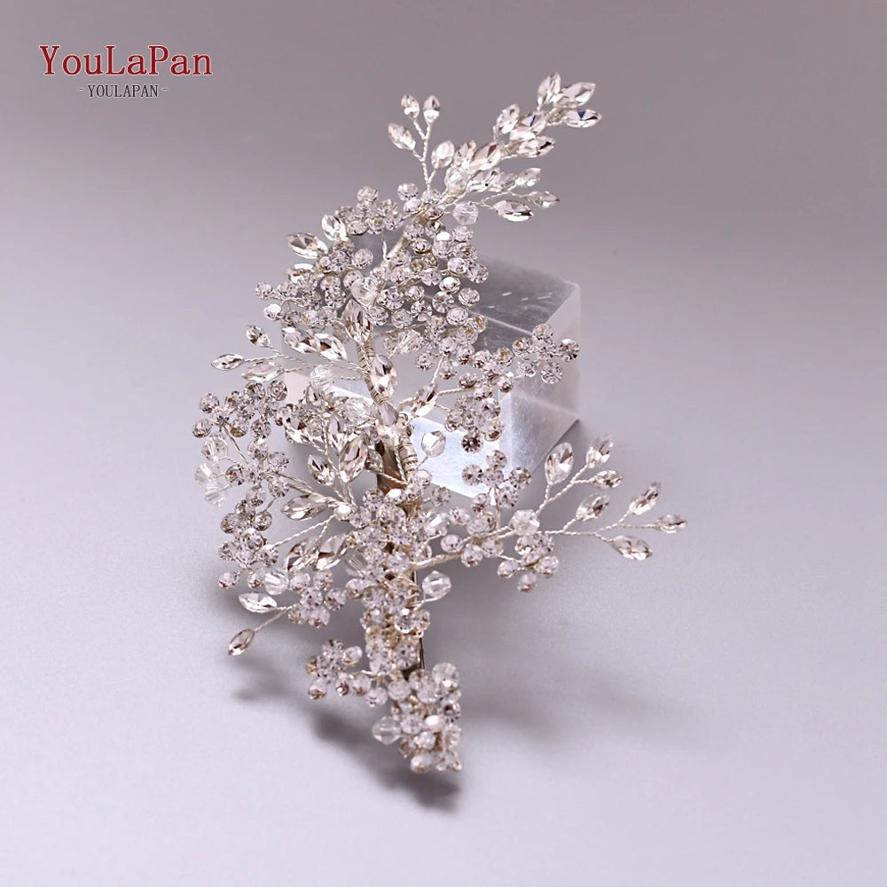 HP253 Luxury Crystal Bridal Headpiece Floral Wedding Hair Vine Clip Party Prom Hair Jewelry Brides Hair Accessories