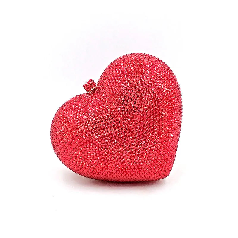 Fashion Bridal Wedding Party Purses Women Evening Party Diamonds Heart Shape Small Full Crystal Clutches Purses