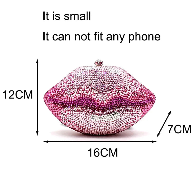 Classical Bridal Wedding Party Purses Women Evening Party Sexy Hot Lip Diamonds Full Crystal Clutches Purses