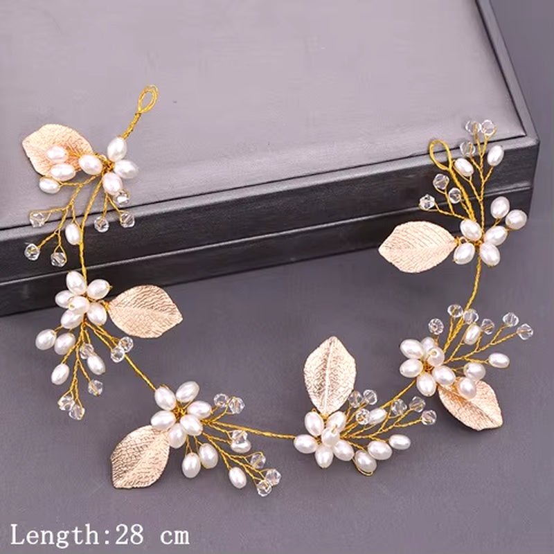 Bridal Headband Wedding Hair Jewelry Pearl Crystal Headband Bride Hair Accessories Headband Bridal Tiara Wedding Headband Flower