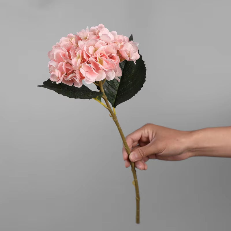 NEW Hydrangea Flower Branch with Fake Leaves Silk Artificial Flowers for Home Wedding Decorations Flores