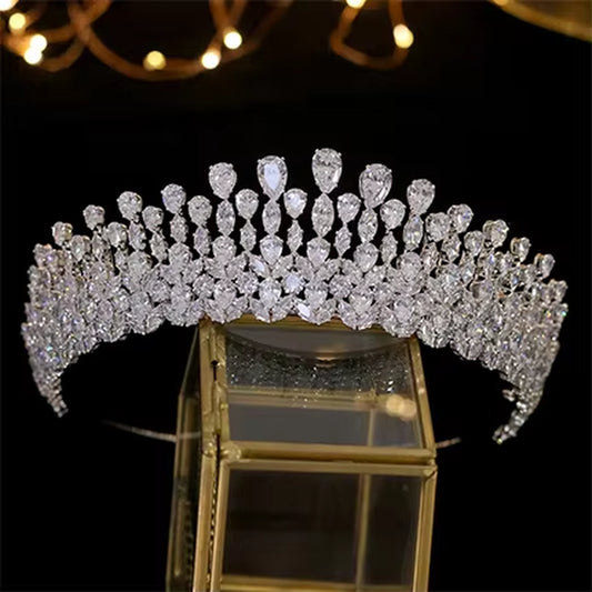 New Bride Tiara Crystal Headdress Wedding Hair Accessories Full Zircon Crowns Headband Wedding Jewelry Crowns for Women