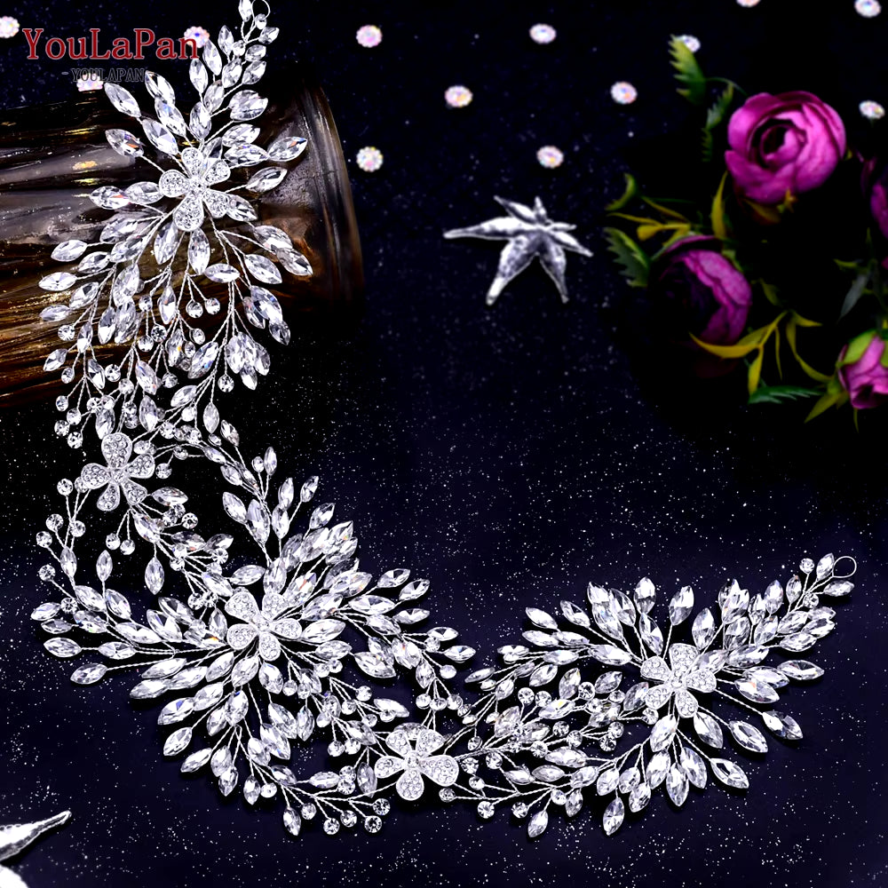 Handmade Crystal Rhinestones Silver Golden Wedding Headband Headpiece Jewelled Headband Wedding Hair Jewelry HP237