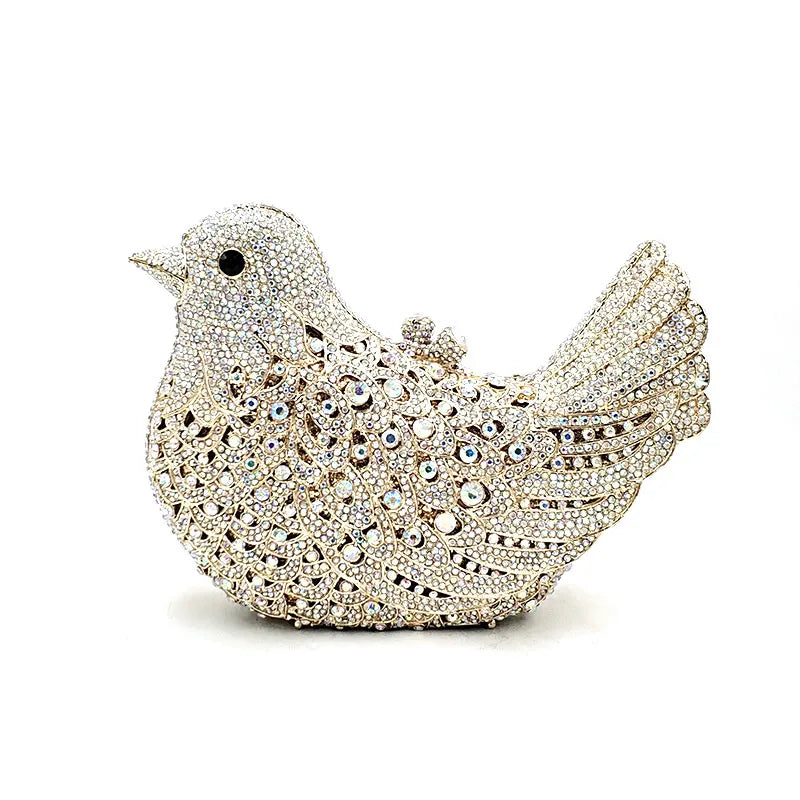 Women Evening Party Bag Colorful Diamonds Luxury Crystal Clutch Bridal Wedding Party Purse Handbag Animal Bird Crystal Purses