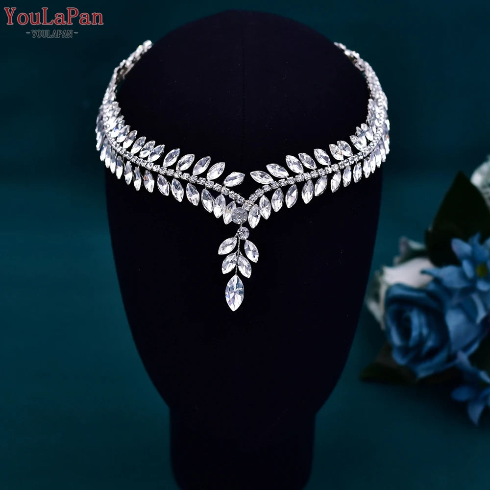 Luxury Rhinestone Bride Headdress with Earring Set Bridal Tiara Crystal Wedding Crown Headband Hair Accessories HP240