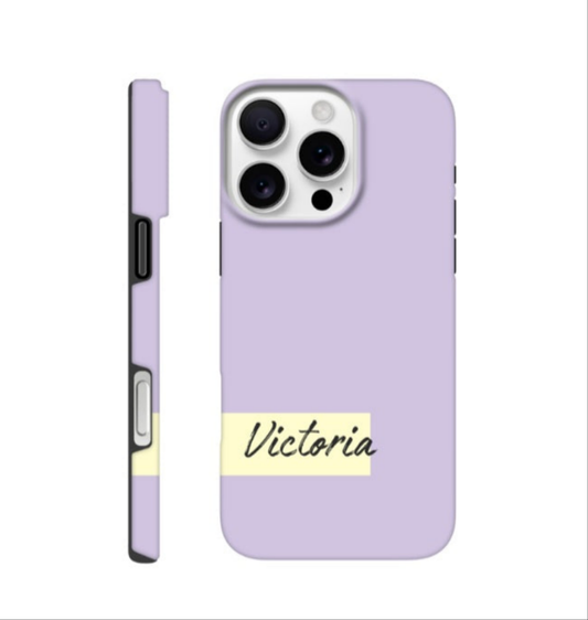 Purple - Yellow Personalized Name Phone Case | Customizable iPhone Case | Minimalist Protective Cover | Gift for Her | Custom Name Accessory