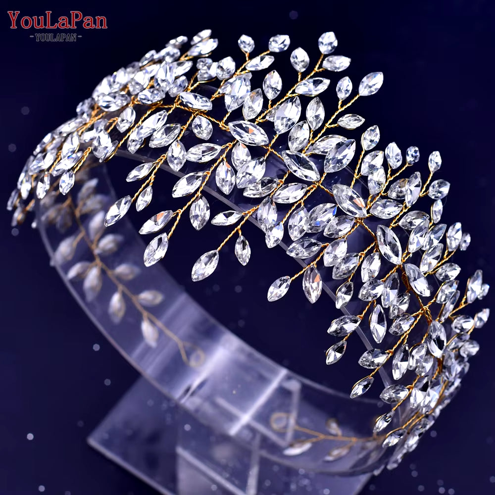 Handmade Crystal Rhinestones Silver Golden Wedding Headband Headpiece Jewelled Headband Wedding Hair Jewelry HP237