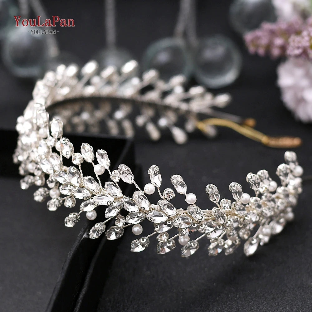 Pearl Hair Bands Women Hair Jewelry Rhinestone Headbands Women Tiara Wedding Headpieces for Bride Headband HP351