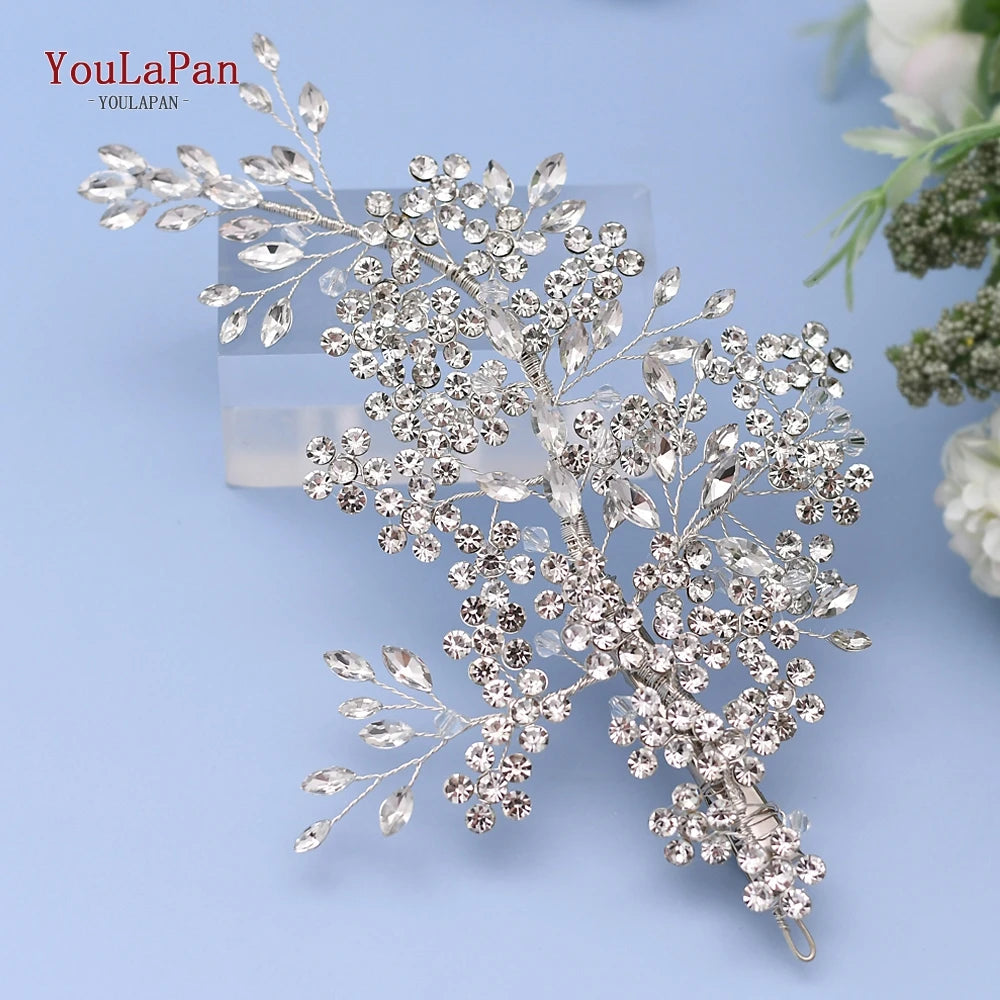 HP253 Luxury Crystal Bridal Headpiece Floral Wedding Hair Vine Clip Party Prom Hair Jewelry Brides Hair Accessories