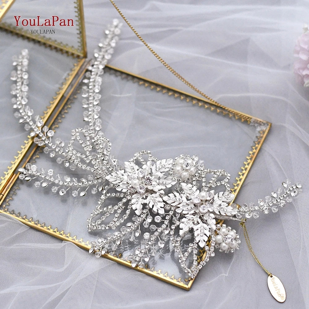 HP253 Luxury Crystal Bridal Headpiece Floral Wedding Hair Vine Clip Party Prom Hair Jewelry Brides Hair Accessories