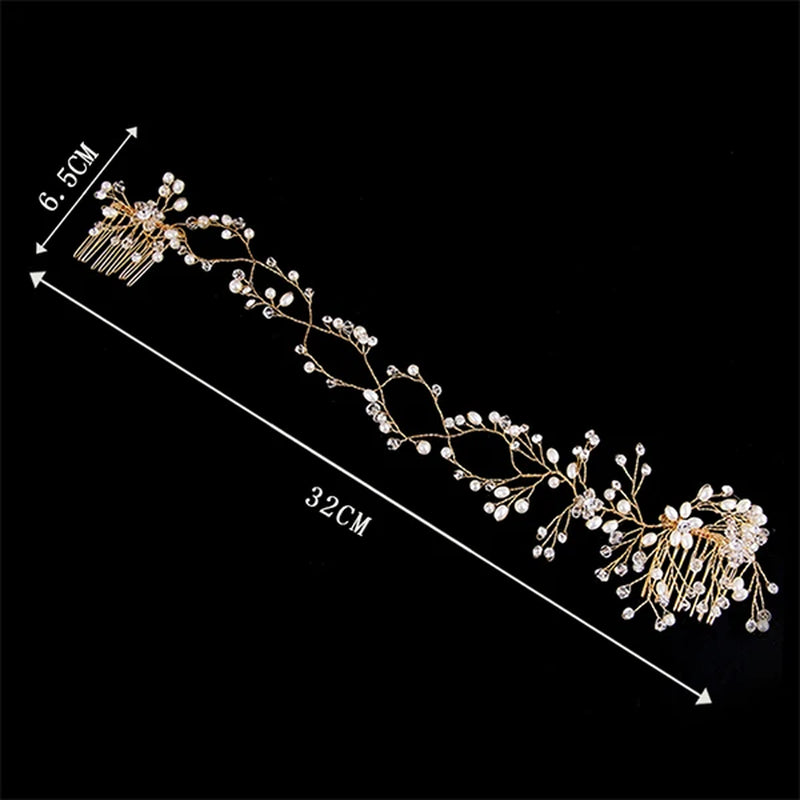 Many Style Gold Color Crystal Simulated Pearl Hair Comb for Wedding Hair Accessories Handmade Bride Hair Jewelry Headpiece Tiara