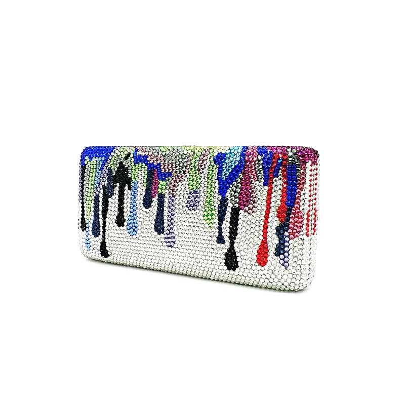 Fashion Women Evening Party Purses Bridal Wedding Bag Funny Colorful Full Crystal Clutches