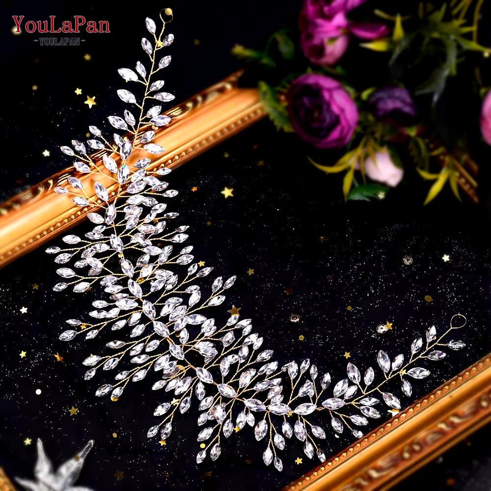 Handmade Crystal Rhinestones Silver Golden Wedding Headband Headpiece Jewelled Headband Wedding Hair Jewelry HP237