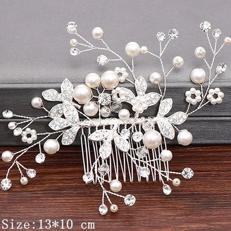 Wedding Hair Combs Bridal Hair Accessories for Women Hair Jewelry Silver Color Pearl Rhinestone Head Jewelry Women Accessories