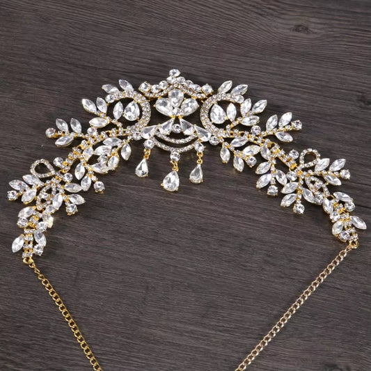 Bridal Beauty Rhinestone Headdress Crystal Headbands Women Hair Jewelry Wedding Accessories Crystal Tiaras and Crowns Head Chain