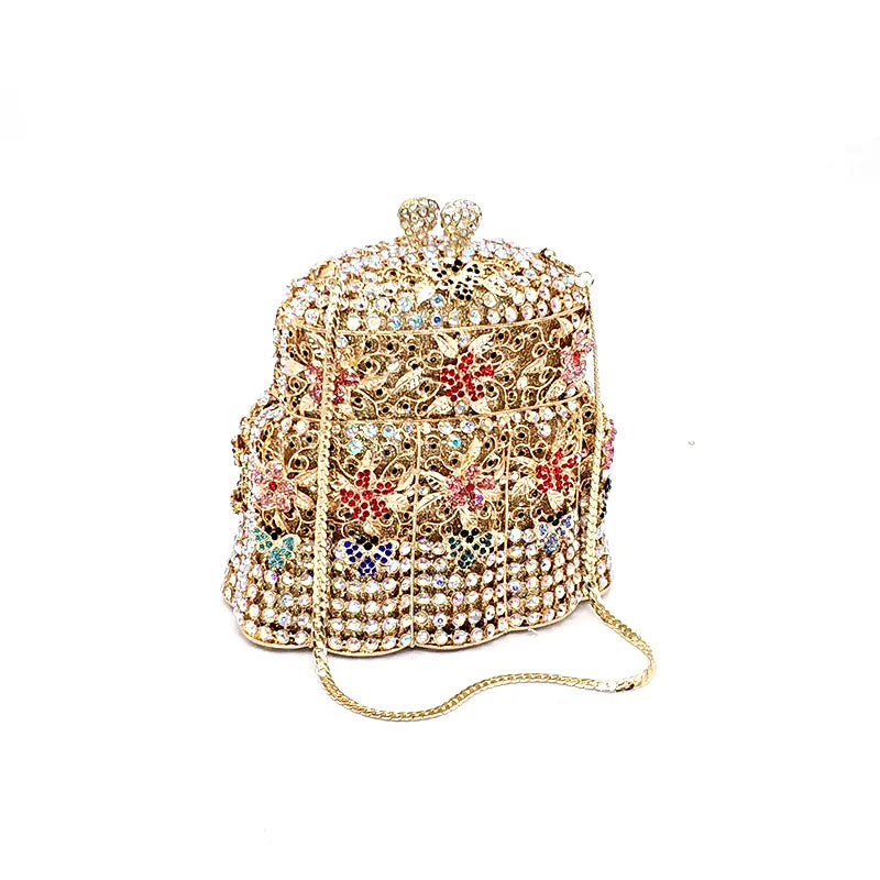 Luxury Bridal Wedding Party Purses Elegant Purses Women Evening Party Fashion Purses Diamonds Windbell Crystal Clutches