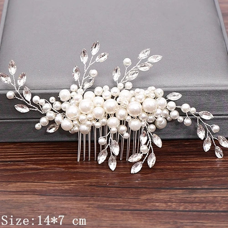 Wedding Hair Combs Bridal Hair Accessories for Women Hair Jewelry Silver Color Pearl Rhinestone Head Jewelry Women Accessories