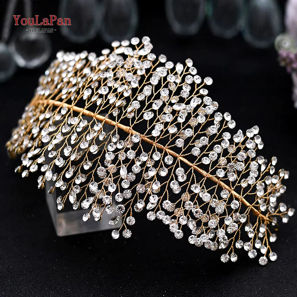 Handmade Crystal Rhinestones Silver Golden Wedding Headband Headpiece Jewelled Headband Wedding Hair Jewelry HP237