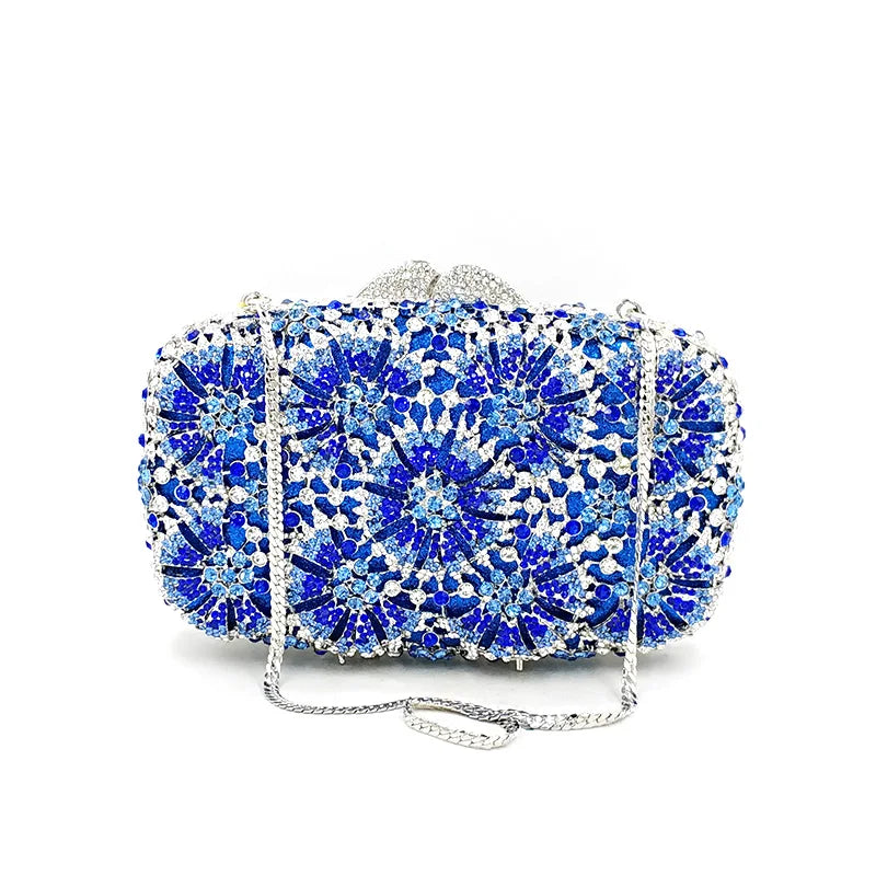 Nigeria Ladies Bridal Wedding Party Purses Women Evening Party Diamond Luxury Flower Clutches Elegant Crystal Purses