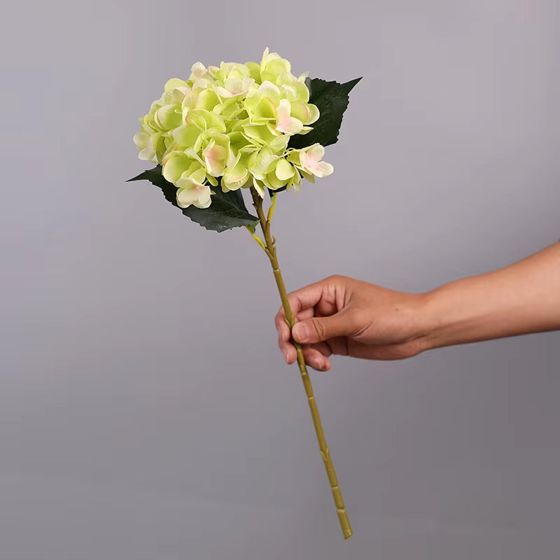 NEW Hydrangea Flower Branch with Fake Leaves Silk Artificial Flowers for Home Wedding Decorations Flores