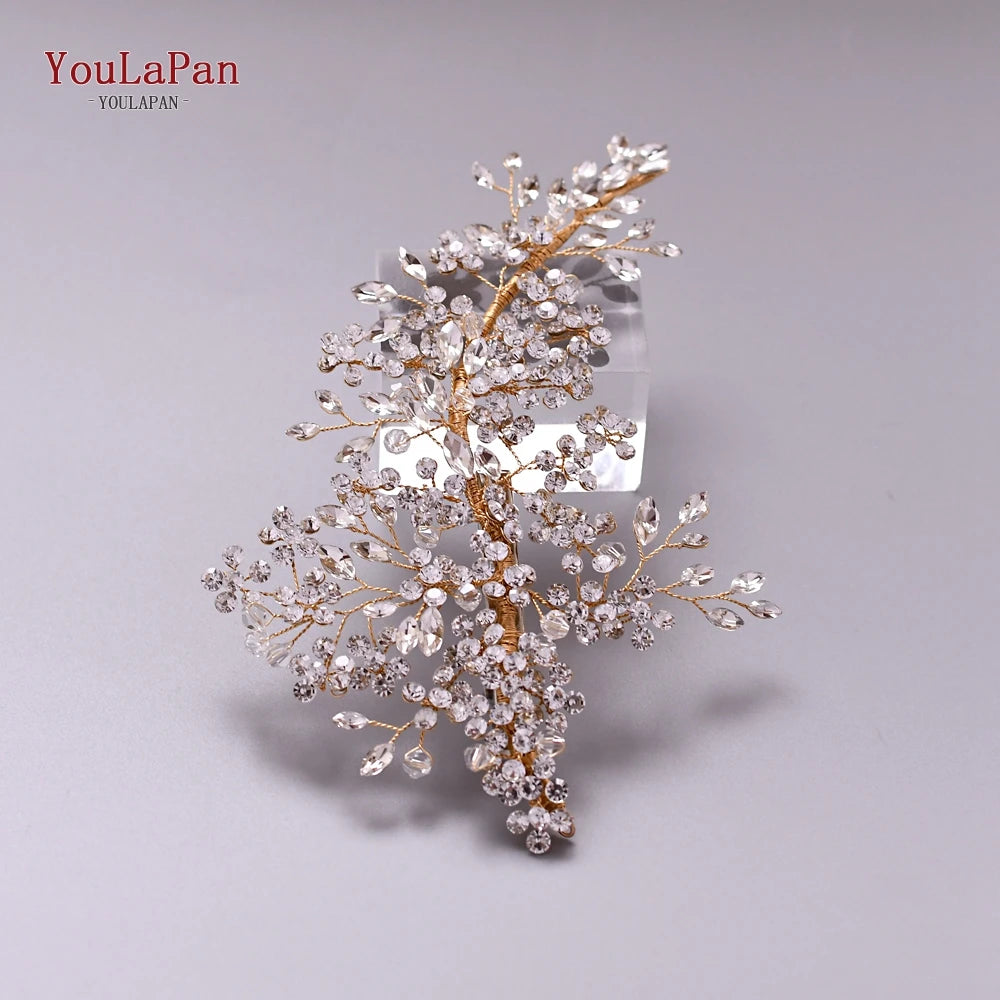 HP253 Luxury Crystal Bridal Headpiece Floral Wedding Hair Vine Clip Party Prom Hair Jewelry Brides Hair Accessories