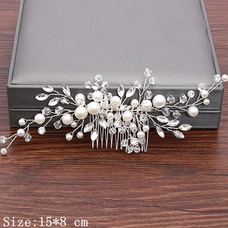 Wedding Hair Combs Bridal Hair Accessories for Women Hair Jewelry Silver Color Pearl Rhinestone Head Jewelry Women Accessories