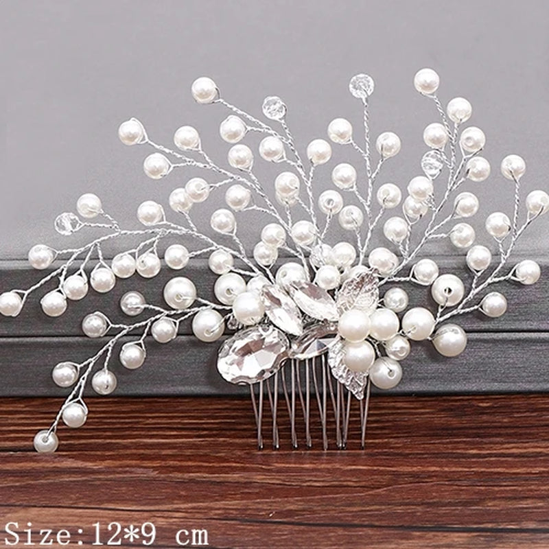 Wedding Hair Combs Bridal Hair Accessories for Women Hair Jewelry Silver Color Pearl Rhinestone Head Jewelry Women Accessories