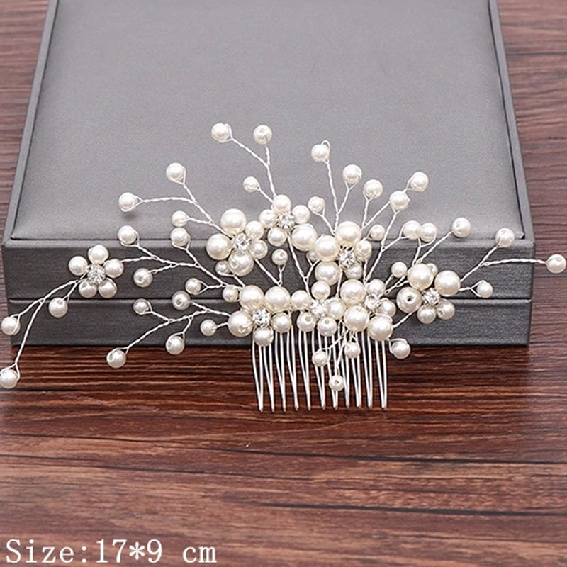 Wedding Hair Combs Bridal Hair Accessories for Women Hair Jewelry Silver Color Pearl Rhinestone Head Jewelry Women Accessories