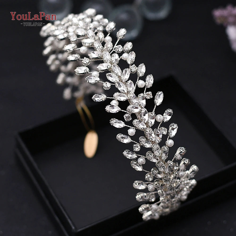 Pearl Hair Bands Women Hair Jewelry Rhinestone Headbands Women Tiara Wedding Headpieces for Bride Headband HP351