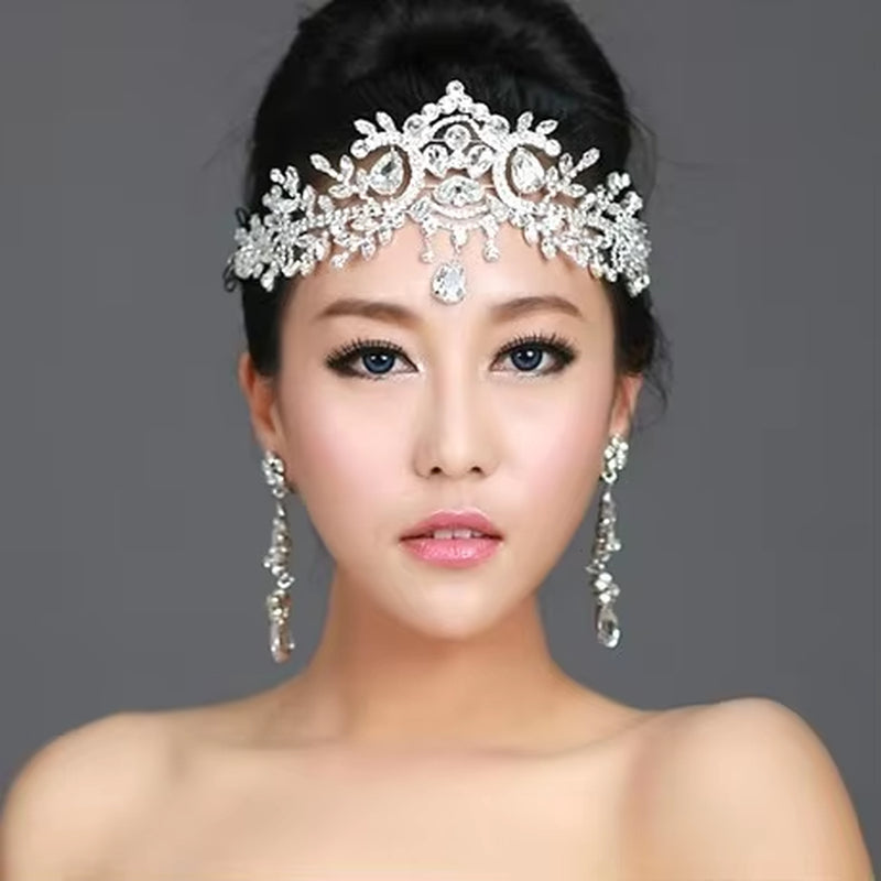 Bridal Beauty Rhinestone Headdress Crystal Headbands Women Hair Jewelry Wedding Accessories Crystal Tiaras and Crowns Head Chain