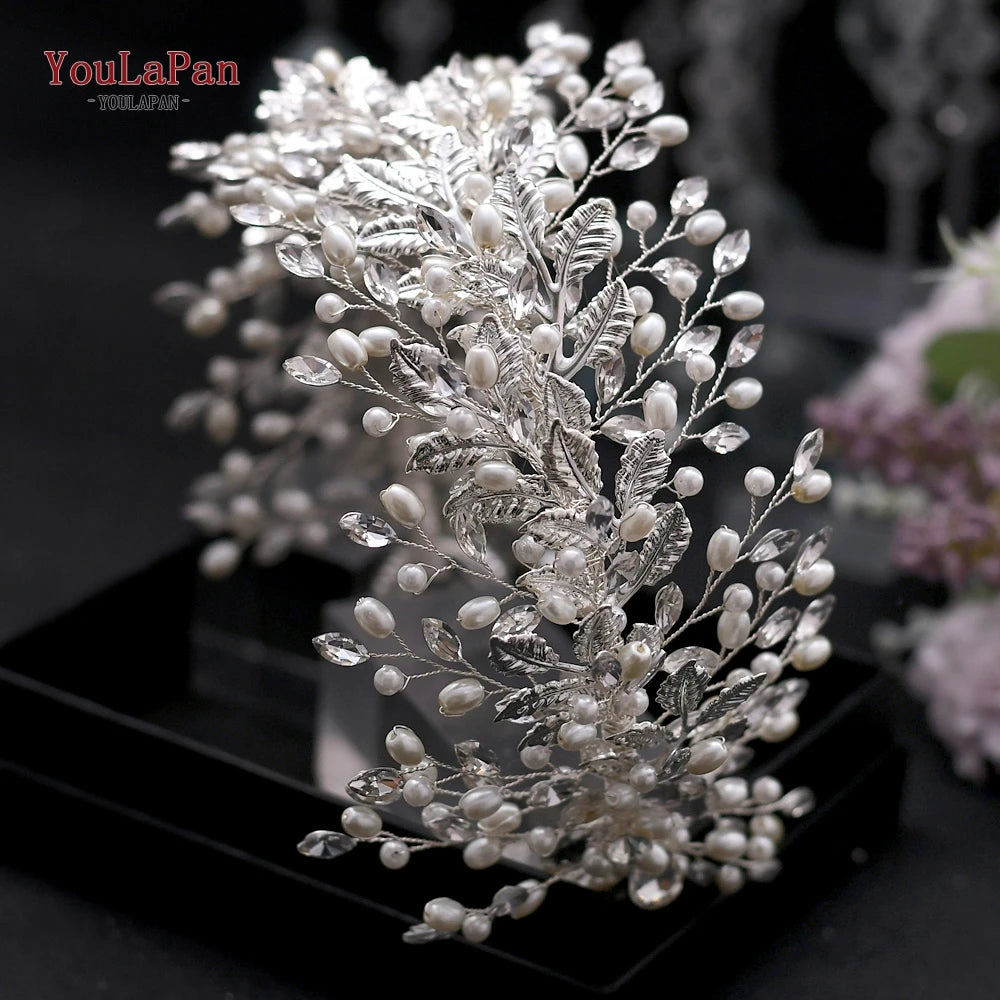 Pearl Hair Bands Women Hair Jewelry Rhinestone Headbands Women Tiara Wedding Headpieces for Bride Headband HP351