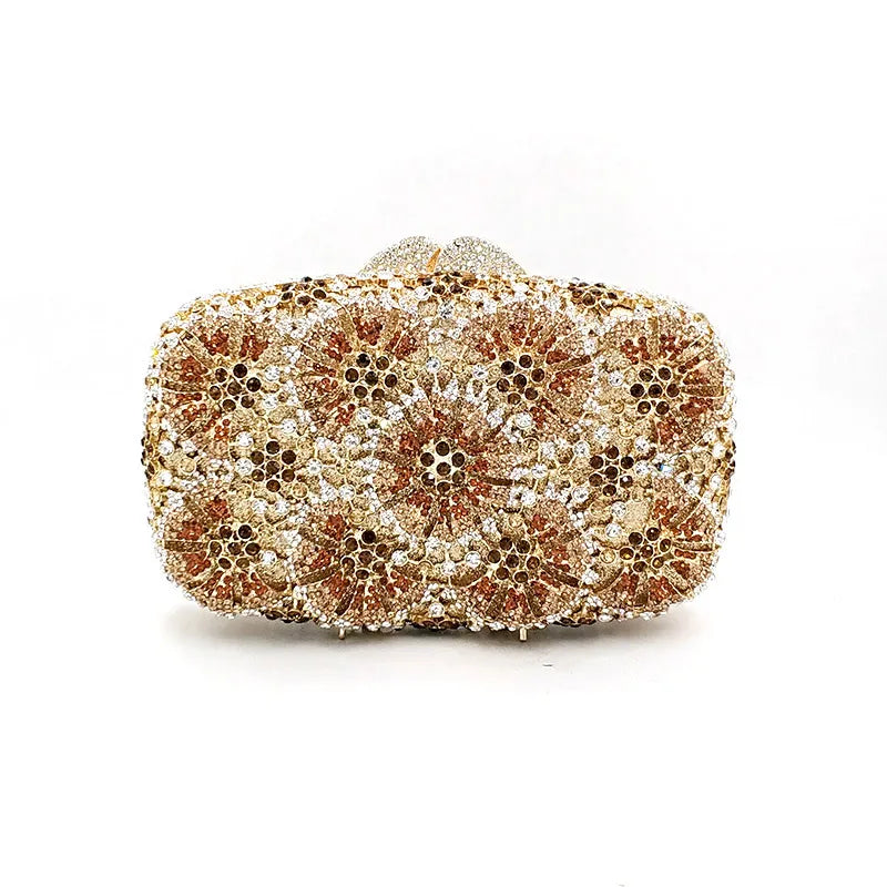 Nigeria Ladies Bridal Wedding Party Purses Women Evening Party Diamond Luxury Flower Clutches Elegant Crystal Purses