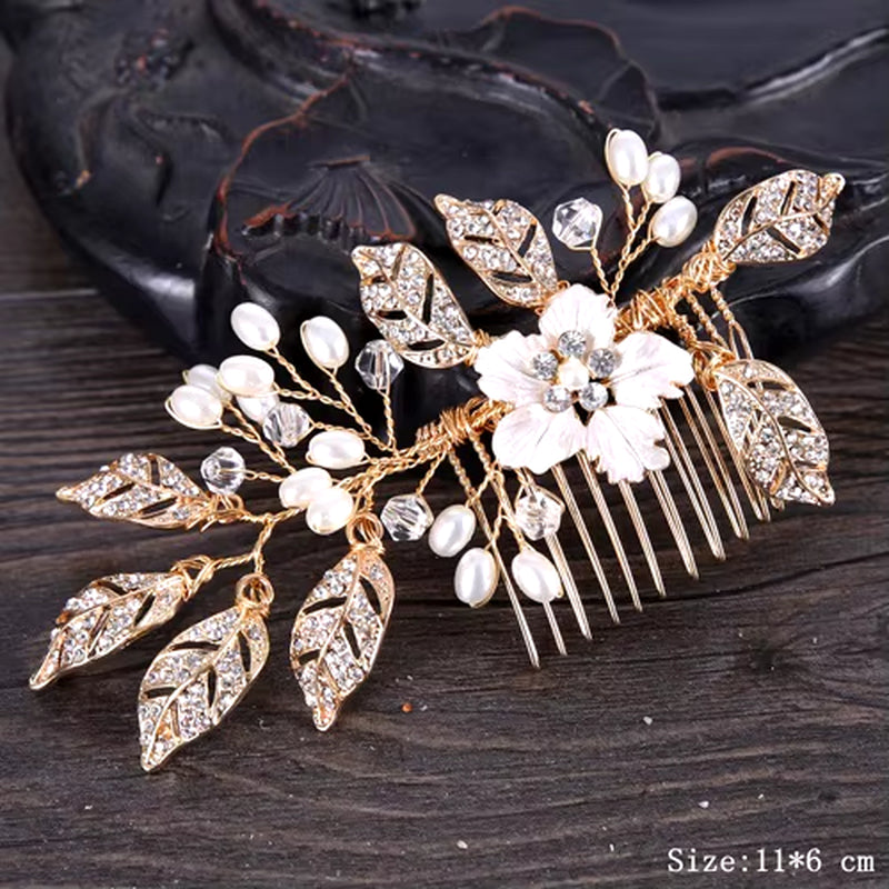 Bridal Pearl Hair Comb Wedding Accessories Rhinestone Flower Wedding Hair Comb Jewelry Wedding Hair Ornaments Bridal Headdress