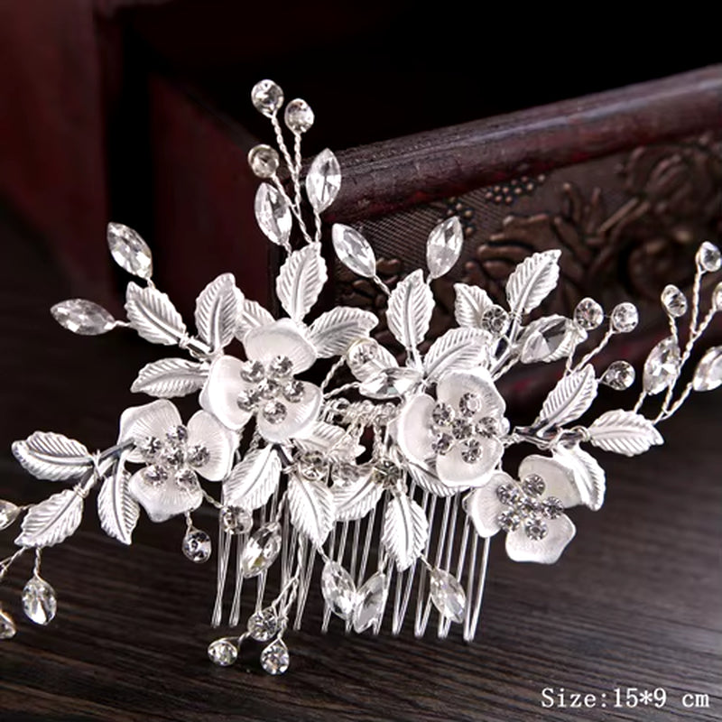 Bridal Pearl Hair Comb Wedding Accessories Rhinestone Flower Wedding Hair Comb Jewelry Wedding Hair Ornaments Bridal Headdress