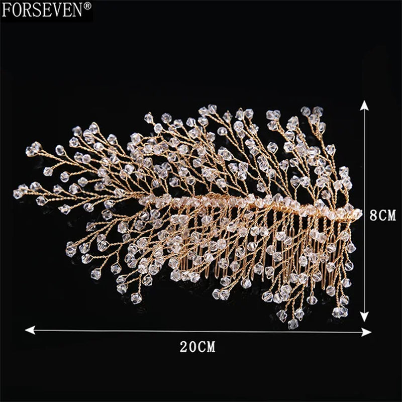 Many Style Gold Color Crystal Simulated Pearl Hair Comb for Wedding Hair Accessories Handmade Bride Hair Jewelry Headpiece Tiara