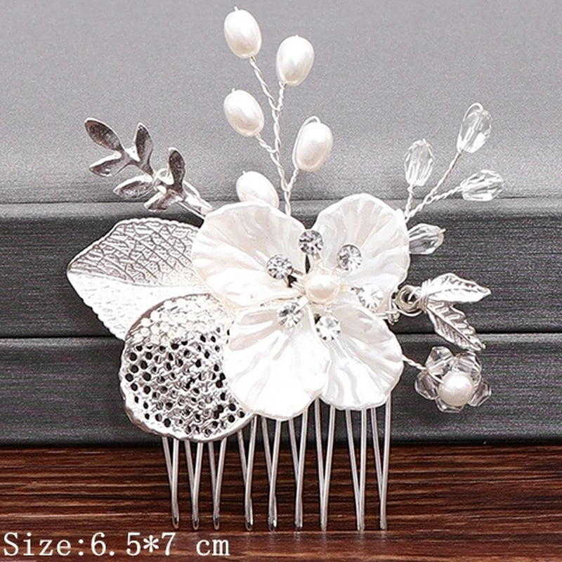 Wedding Hair Combs Bridal Hair Accessories for Women Hair Jewelry Silver Color Pearl Rhinestone Head Jewelry Women Accessories