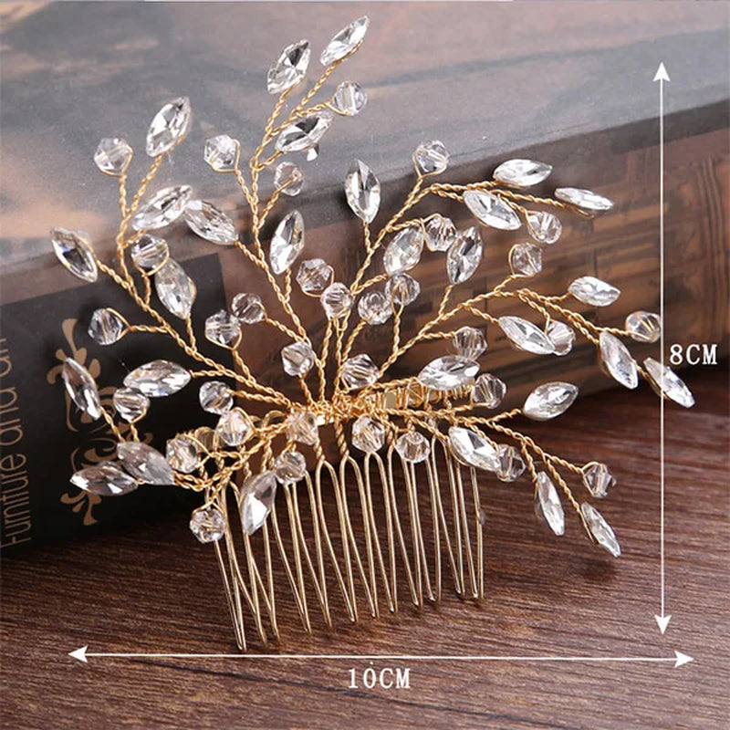 Many Style Gold Color Crystal Simulated Pearl Hair Comb for Wedding Hair Accessories Handmade Bride Hair Jewelry Headpiece Tiara