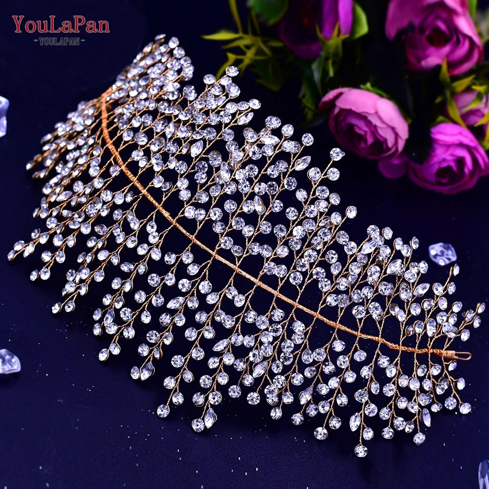 Luxury Bridal Crown Wedding Hair Accessories Bridal Tiara and Headdress Rhinestone Headband for Women Headpiece HP240