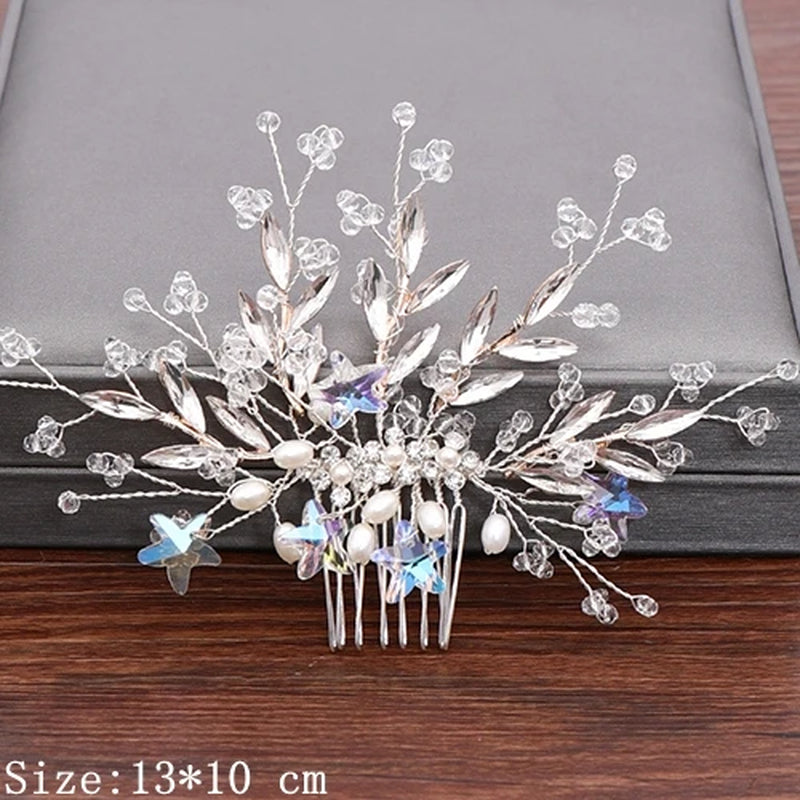 Wedding Hair Combs Bridal Hair Accessories for Women Hair Jewelry Silver Color Pearl Rhinestone Head Jewelry Women Accessories