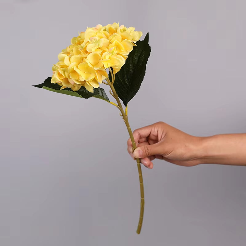 NEW Hydrangea Flower Branch with Fake Leaves Silk Artificial Flowers for Home Wedding Decorations Flores